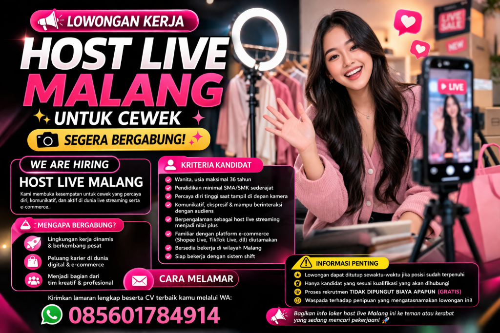 Lowongan Kerja Host Live Malang 2026 (Wanita) – Peluang Karier di Dunia Live Streaming